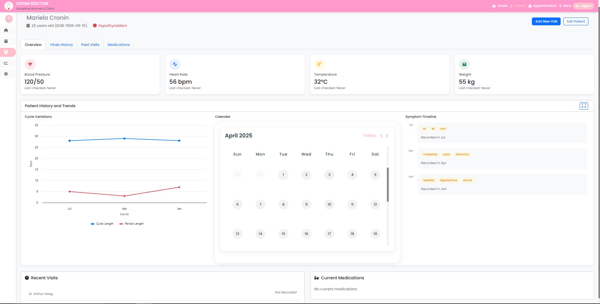 Ovum Doctor Patient Info Screenshot