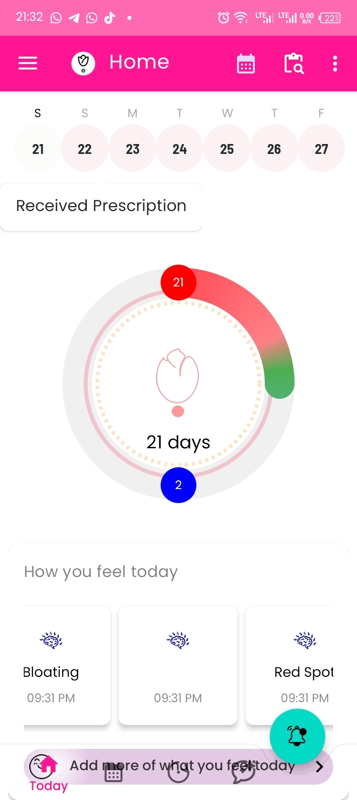 Ovum App Calendar Screenshot